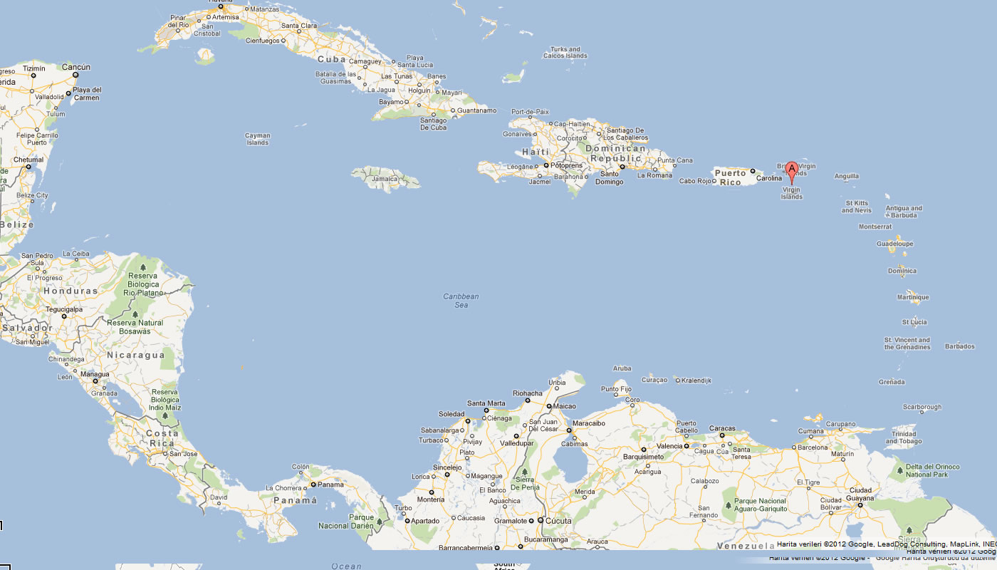 carte du Iles Vierges des etats Unis caraibes